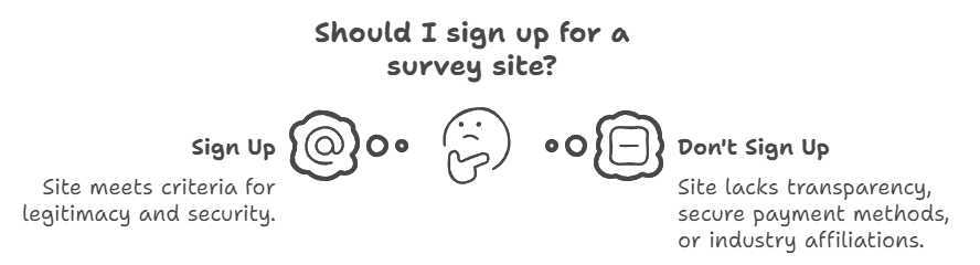 survey site safety guide - graphical representation of the decision considerations in signing up for a survey site